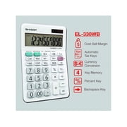 Sharp Calculators EL-330WB with LCD displays Professional Desktop Calculator, White