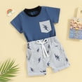 thumbnail image 2 of Bagilaanoe 2pcs Toddler Baby Boy Shorts Set Short Sleeve T Shirt Tops + Shorts 6M 12M 18M 24M 3T Kids Casual Summer Clothes, 2 of 8