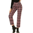 thumbnail image 5 of INSPIRE CHIC Women's Plaid Cropped Trousers Button Casual Tartan Check Work Pants XS Red, 5 of 8