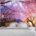 thumbnail image 4 of Railway and Cherry Blossoms Wall Tapestry Pink Japanese Spring Sunset Landscape Aesthetic Art Large 80x60 Inch for Bedroom Living Room Dorm Decor, 4 of 6