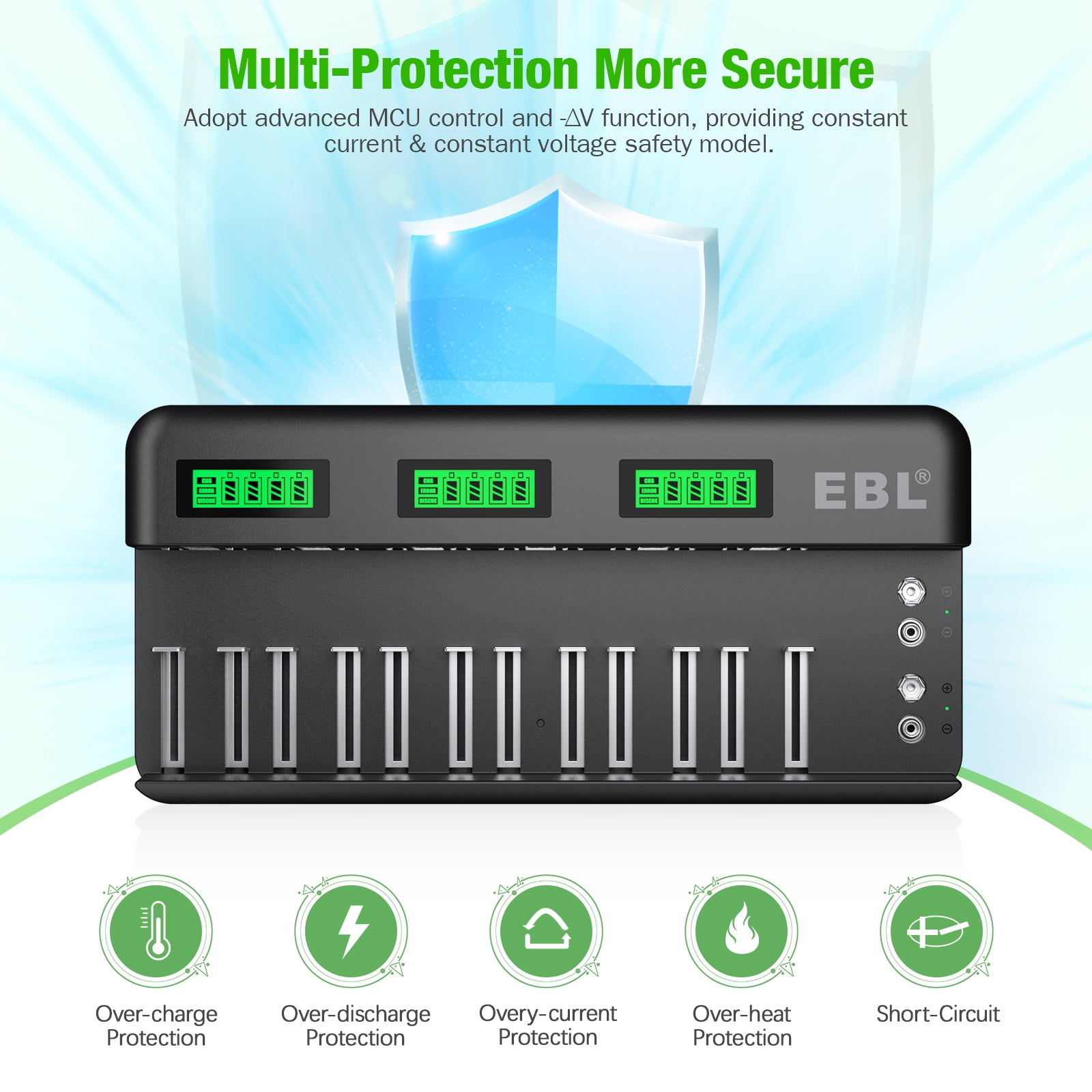 8Packs AA Rechargeable Batteries 2800mAh NiMh with 12+2 Bay AA AAA C D Ni-MH Ni-CD Battery Charger
