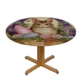 thumbnail image 3 of nygtbtfer Easter Basket Egg Round Fitted Table Covers with Elastic Edge, Outdoor Tablecloths , Retro Flower Plaid Patio Table Covers for Parties Decor 42-46, 3 of 8