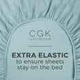 thumbnail image 5 of CGK Linens 400 Thread Count Single Fitted Sheet Only - Queen Size 100% Cotton Sateen Bottom Sheet, Fits Mattress Up To 16", Light Blue, 5 of 5