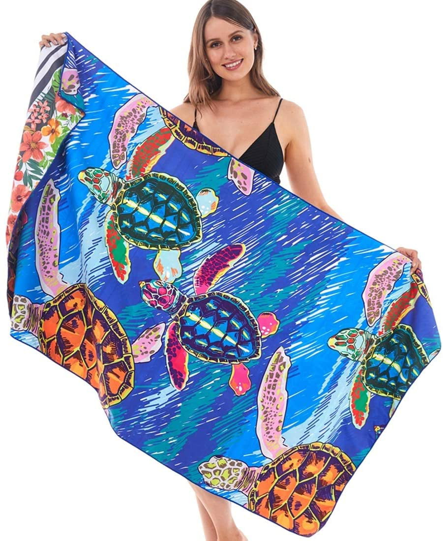 Microfiber Sand Free Beach Towel Blanket-Quick Fast Dry Super Absorbent Lightweight Thin Towel for Travel Pool Swimming Bath Camping Yoga Gym Sports Idea Paisley Mandala with Flamingo