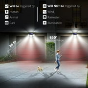 Solar Lights Outdoor, 2 Pack 74 LED 800LM Cordless LED Solar Motion Sensor Lights; 3 Adjustable Heads, 270°Wide Angle Illumination, IP65 Waterproof, Security LED Flood Light(Daylight)
