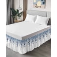 thumbnail image 4 of Blue Teal Botanical Wrap Around Bed Skirts for Queen Bed 18" Drop,Bed Skirt with Adjustable Elastic Belt Dust Ruffle Bed Valance for Bedroom Hotel Eucalyptus Leaves Pastoral Floral Bed Frame Cover, 4 of 7