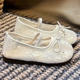 thumbnail image 3 of Gyujnb Girls' Lace Bow Mary Jane Flats Breathable Soft Sole Summer Casual Shoes, Closed Toe,9-9.5 Years, 3 of 5