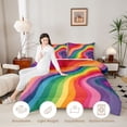 thumbnail image 3 of Castle Fairy Flat Rainbow Wave King Size Comforter Sets 3pcs,Smooth Curved Striped Seamless Comforters King Size,Bright Pastel,Pink Reversible,1 Comforter and 2 Pillowcases, 3 of 6