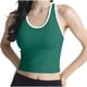 thumbnail image 1 of Tops Verde Oscuro para Mujeres Alta Elasticidad Ribbed Seamless Running Sports Top con Cojín de Pecho Integrado Daily, 1 of 7