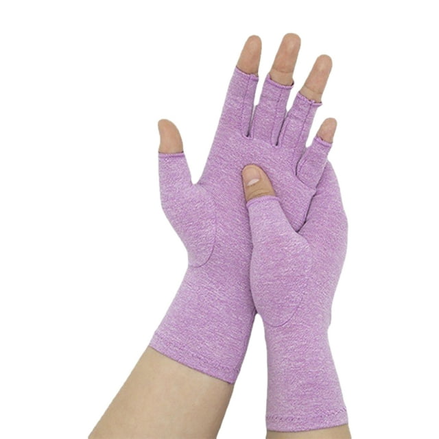 ZheElen Fingerless Compression Gloves For Arthritis Relief And Sports Cycling Arthritis Compression Gloves purple S