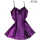 thumbnail image 1 of Camisón de encaje con cuello en V y espalda descubierta, camisón sedoso, ropa de dormir para mujer, morado, 3L kenally AP001175-12B, 1 of 7