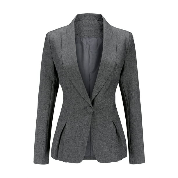 Youthup Women's Business 1 Button Waisted Blazer Suit Jacket with ...