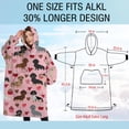 thumbnail image 4 of Oversized Wearable Blanket Hoodie,Pink Cute Dachshund Dog and Love Heart Sherpa Blanket Hoodie with Super Pockets,Super Warm Fuzzy Pullover for Women & Men, 4 of 6