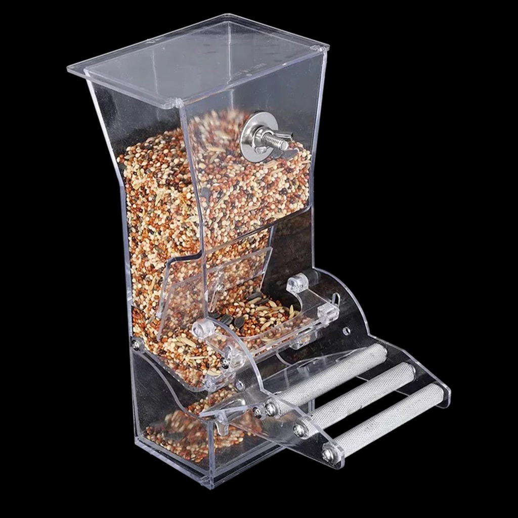 No Mess Bird Feeder Parrot Integrated Automatic Feeder with Perch Food