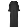 thumbnail image 3 of Women's Plus Size Cotton-Linen Cover-Up Dress Casual Long-Sleeve Round Neck Loose-Fit Long Dress with Pockets, 3 of 5