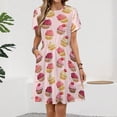 thumbnail image 2 of Delicious Pink Retro Cupcakes Dress Fashion Beach Short Sleeve Dresses Female Party Printed Sundress, 2 of 7
