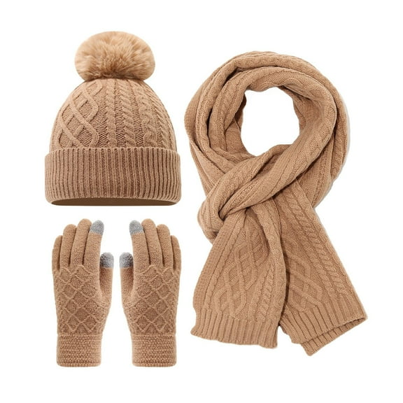 TBWNWG Winter Knitted Scarf Hat and Gloves Set for Adults with Cold Weather Outdoor Activities Accessories,One Size