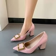 thumbnail image 2 of High Heels Shoes for Women Trendy Non-Slip Block High Heel Pu Fall Shoes Soft High Heels Shoes Closed-Toe Sandals Shoes Pointed Toe Buckle Pointed Toe Moisture-Wicking Elegant Shoes Pink 40, 2 of 5