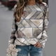 thumbnail image 2 of Camisas informales de manga larga para mujer, sudadera de cuello redondo con estampado de rombos geométricos, jersey de cuello redondo, Tops tipo túnica holgados Pompotops  FGAJ955, 2 of 6