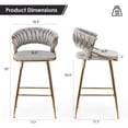 thumbnail image 2 of Farini Upholstered Counter Height Bar Stool Set of 2, Mid-Century Barstool with Backrest and Metal Frame, Gray, 2 of 7