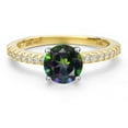 thumbnail image 3 of Gem Stone King 14K Two Tone Gold Green Mystic Topaz and Lab Grown Diamond Engagement Ring for Women | 1.46 Cttw | Round 7MM | Gemstone November Birthstone | Size 7, 3 of 6