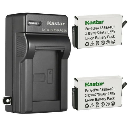 Kastar 2-Pack ASBBA001 Battery and AC Wall Charger Replacement for GoPro Camera ASBBA-001 Fusion Battery GoPro ASBBA-001 Battery Gopro Fusion 360-Degree Action Camera Gopro Fusion VR 360 Camera