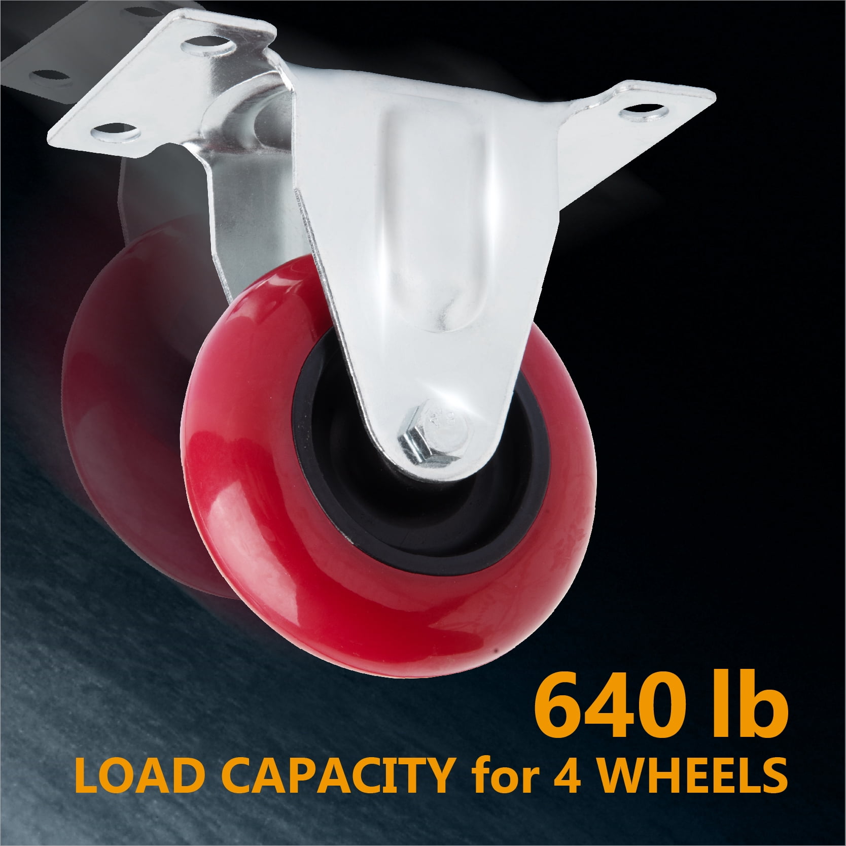 POWERTEC 4PK 3 inch Fixed Caster Wheels with 640 lbs Loads, Heavy Duty Plate Casters, Rigid Fixed Rubber Castor Wheels for Furniture, Cart, Dolly and Workbenche (17207)