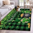 thumbnail image 3 of Area Rug for Living Room, St. Patrick's Day Non-Slip Indoor Large Carpet for Bedroom/Dining Room, Spring Lucky Shamrocks Green Gnomes Plaid Washable Low-Profile Floor Mat Runner Rugs - 2.7 x 5 Ft, 3 of 7