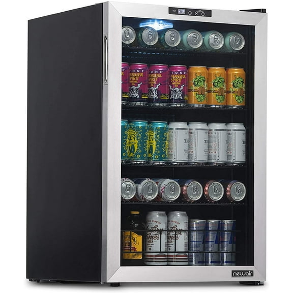 Restored Newair NBC160SS00-RB Freestanding Beverage Fridge with SplitShelf, 160 Cans, Stainless Steel (Refurbished)