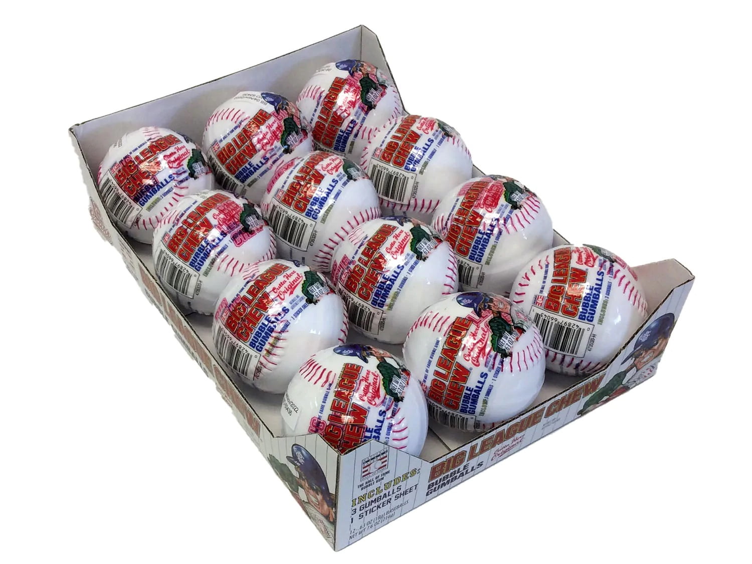 Big League Chew Bubble Gumballs with Tattoo & Sticker Sheet 12 Count