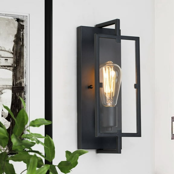 C Cattleya 1-Light Matte Black Finish Incandescent Rectangle Indoor Wall Sconce Wall Light Fixture