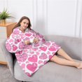 thumbnail image 5 of Oversized Wearable Blanket Hoodie,Pink Breast Cancer and Love Sherpa Blanket Hoodie with Super Pockets,Super Warm Fuzzy Pullover for Women & Men, 5 of 6