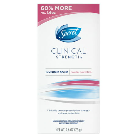 Secret Clinical Strength Antiperspirant and Deodorant for Women Invisible Solid, Powder Protection, 2.6