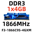thumbnail image 1 of G.SKILL RipjawsX DDR3 1866MHz 4GB RAM Desktop Memory DIMM for PC,1x4GB,F3-1866C9S-4GXM, 1 of 4