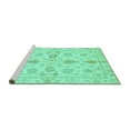 thumbnail image 2 of Ahgly Company Machine Washable Indoor Square Oriental Turquoise Blue Traditional Area Rugs, 5' Square, 2 of 4