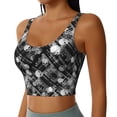 thumbnail image 2 of Bixox Women's Seamless Pattern With Skulls Pattern Fitness Navel Tank Top U-Back Yoga Tank Top Sweatshirt Sports Bra, 2 of 7