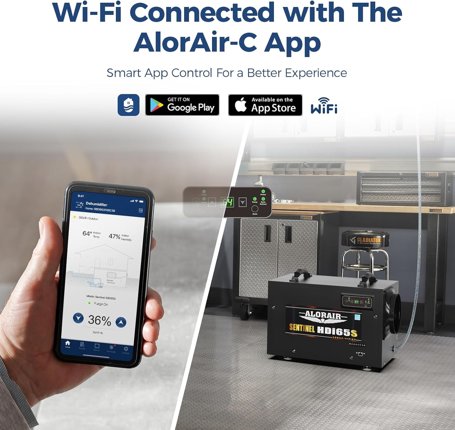 ALORAIR Energy Star Dehumidifiers with Wi-Fi, 120 Pint with Pump and Hose Controls,Compact Auto Defrost Design, Basement ,Crawl Space and Commercial Dehumidifiers ,5 Years Warranty