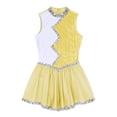 thumbnail image 5 of CHICTRY Womens Cheer Leader Dance Dress Shiny Sequins Color Contrast Figure Skating Dress Yellow L, 5 of 7
