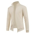 thumbnail image 5 of Luwomo Men's Casual Jackets Mens Fall and Winter Outdoor Long Sleeve Zipper Lined Style Solid Colour Hoodless Sweatshirt Coat Blouses Beige,XL, 5 of 8