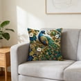 thumbnail image 5 of Vintage Peacock Drawing Embroidered-style Decorative Pillow Cover, Polyester Cushion Case for Sofa Bedroom Living Room Home Decor Throw Pillow, 5 of 6