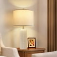 thumbnail image 2 of 24.8" Modern Ceramic Bedside Lamp Set of 2, 3 Color Temperature&Bulbs Included - Farmhouse Nightstand Lamps for Living Room Bedroom End Table Office Entryway, 2 of 8