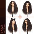 thumbnail image 3 of YKHJH Chocolate Brown 100% Protein Silk Curly Hair Wigs For Women,26 Inch Synthetic Lace Front Wig, Wear And Go Glueless Wig Upgraded with Premium Human-Hair-Like Fiber (Brown), 3 of 6
