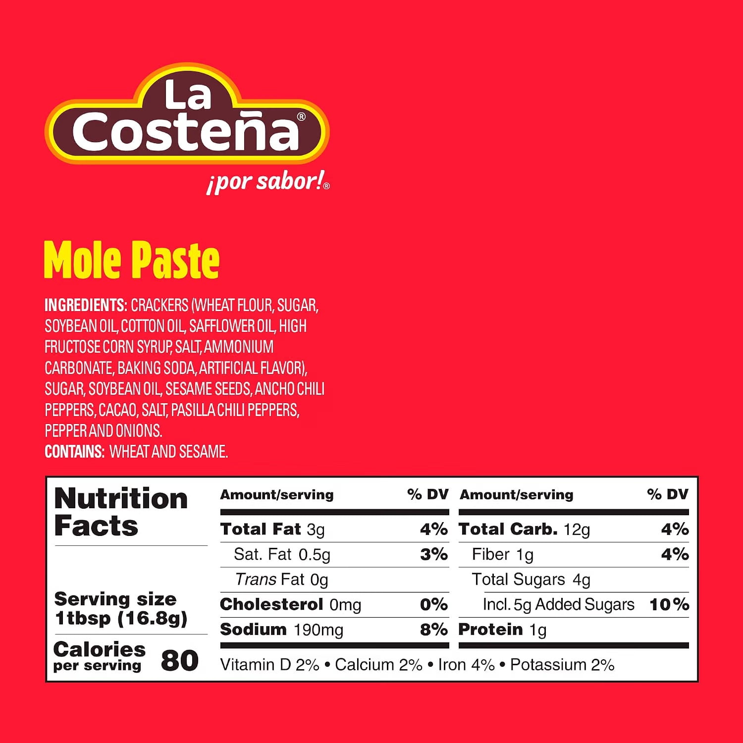 (2 pack) La Costeña Hot Mole Sauce, 8.25 oz