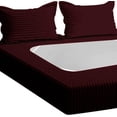 thumbnail image 6 of D.N.G. BEDDINGS 3 Piece Box Spring Cover - 100% Egyptian Cotton, 800 TC, Wrap Around 4 Sides Bed Skirt for Hotel & Home, Fits Box Springs up to 21 Inch - King, Stripe Wine Color, 6 of 9