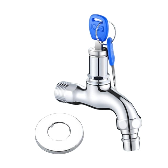 koolsoo Lockable Faucet Replacement with Key Outdoor Faucet for Workshop Garden Home 4 Points 13x9.2x2cm