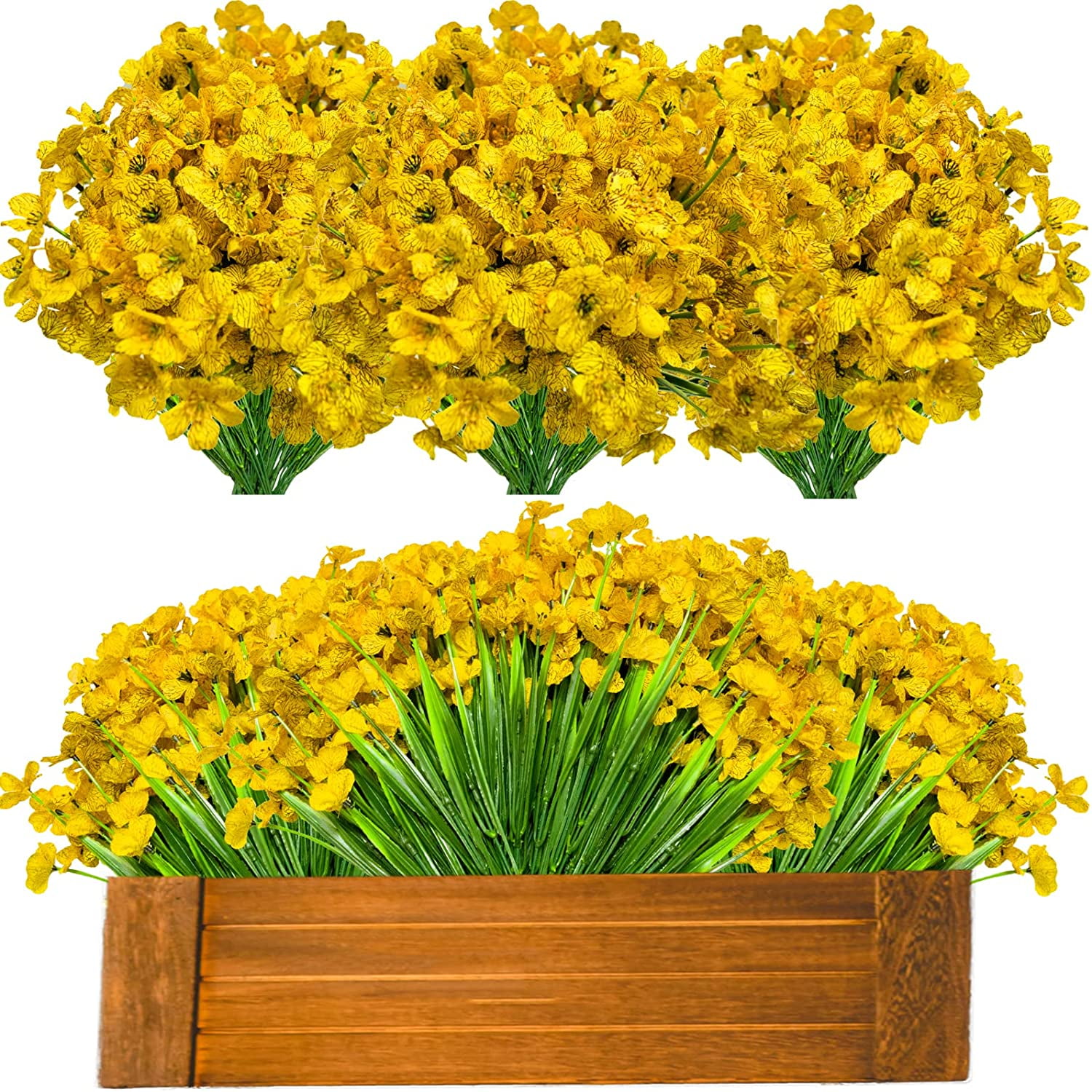 Viworld Artificial Spring Flowers Outdoor, 20 Bundles Yellow Fake