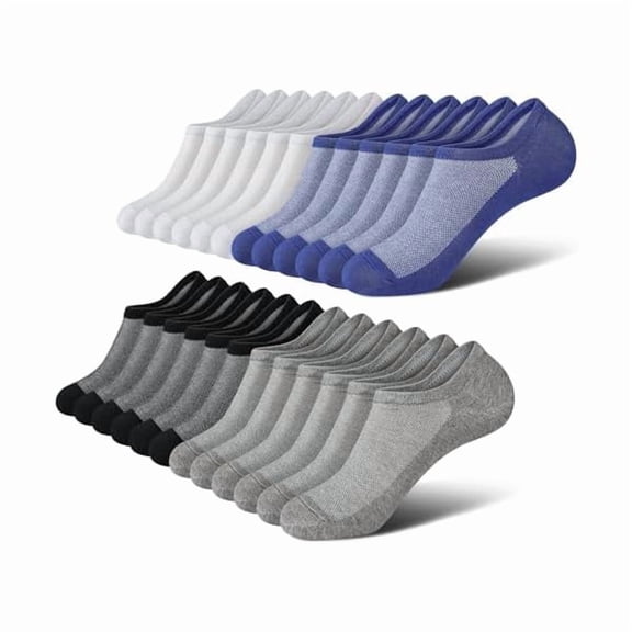 Eryueer No Show Socks Men, Low Cut Ankle Short Casual Cotton Socks with Non Slip Grips 6-10/11-13