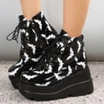 thumbnail image 7 of YLYL Halloween Boots for Women Bat Wings Lace-up Wedge Heel Short Boots Classic Comfortable Glossy High Heels Shoes, 7 of 7