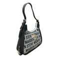 thumbnail image 4 of Bolsa Shoulder Steve Madden Jacquard color gris con letras negras, herrajes en color dorado con logo en placa y candado decorativo centado, mide 30 cm de ancho por 26 cm de alto., 4 of 6