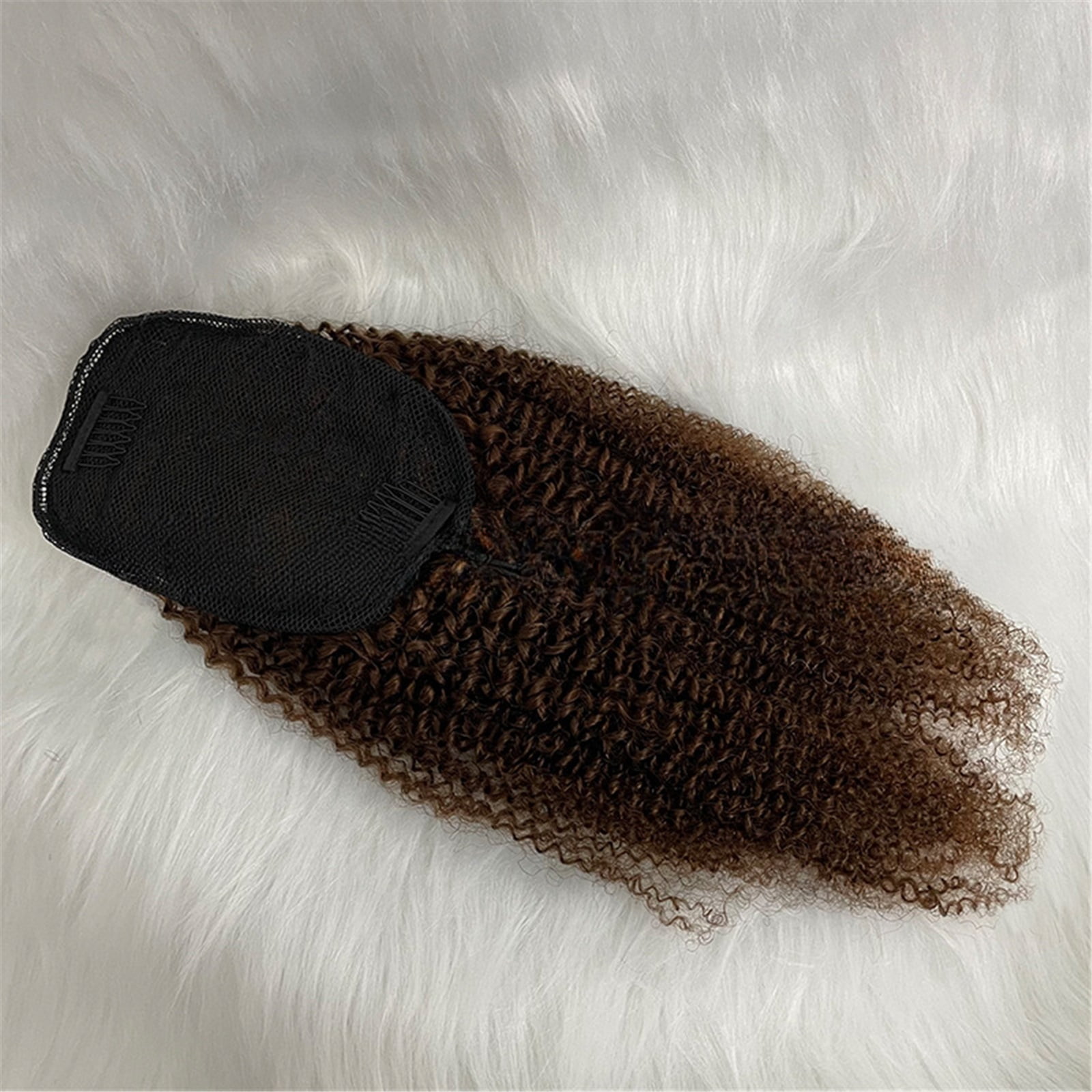 Light Brown Afro Kinky Curly Ponytail Human Hair Ponytail Extension Drawstring Ponytail 18inches